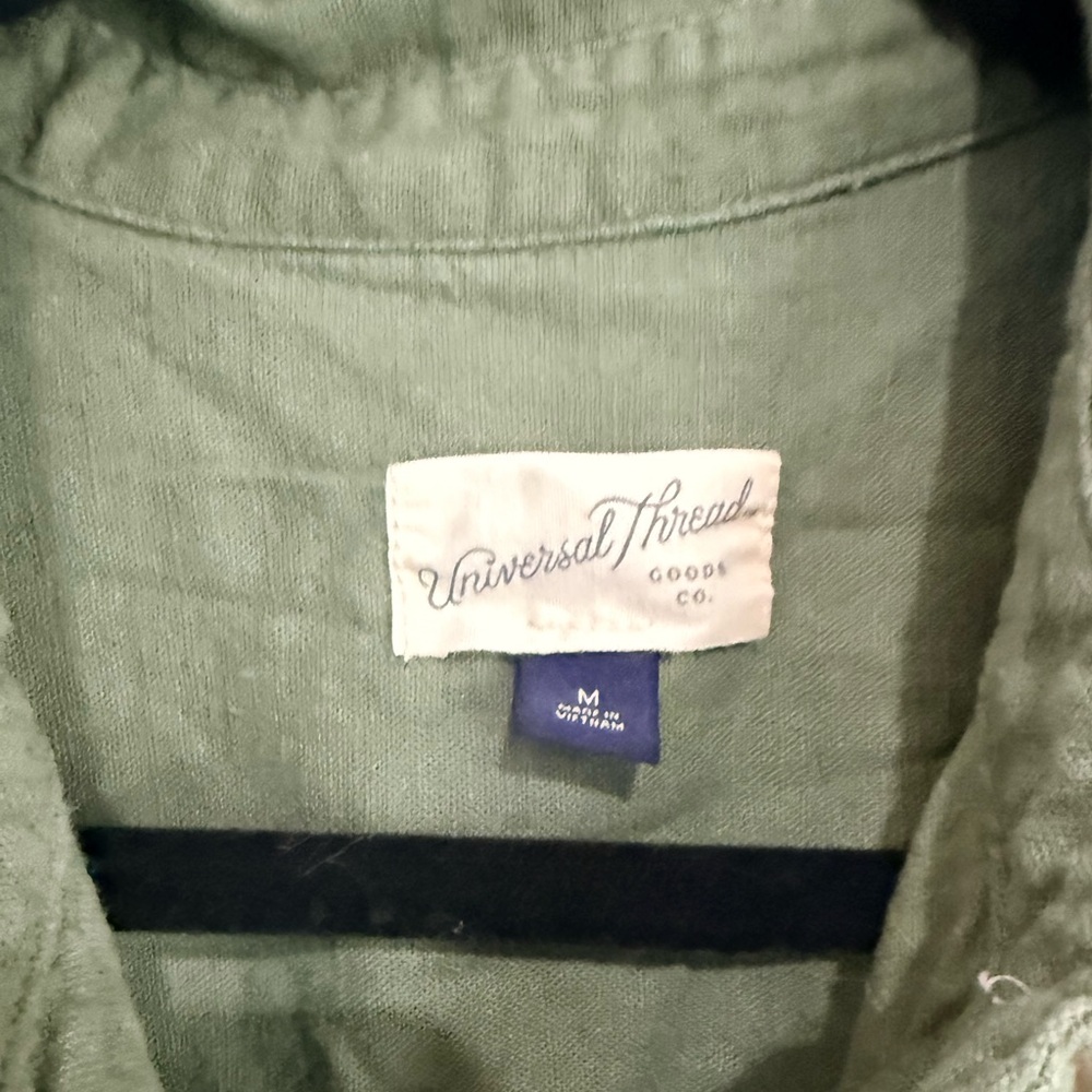 Short Sleeve Belted Midi Shirtdress - Olive Green M - Picture 4 of 6